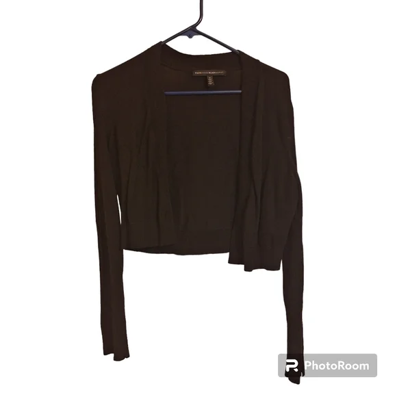 ❤White House Black Market Sweater Cropped Size: Medium Black with Gold Accents - Picture 2 of 4